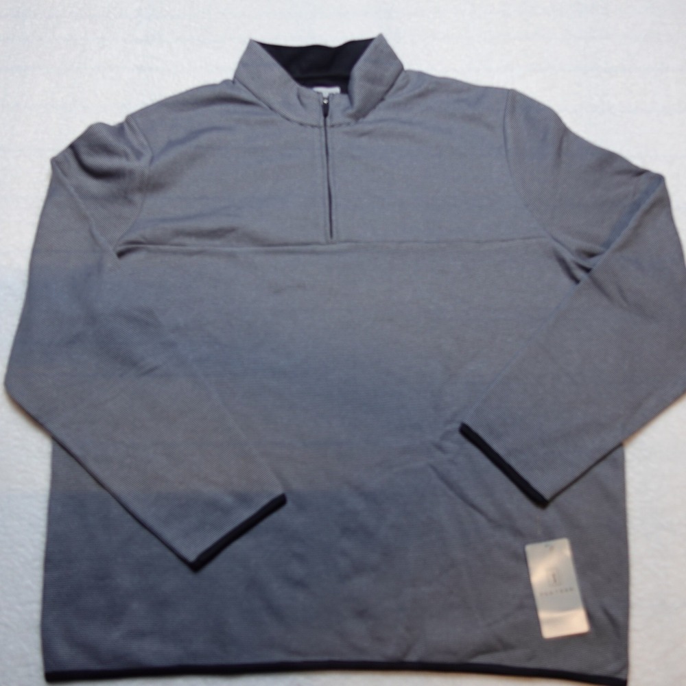 PGA TOUR 1/4 Zip Pullover Mens XXL Caviar Heather Gray Micro Stripe Golf Shirt